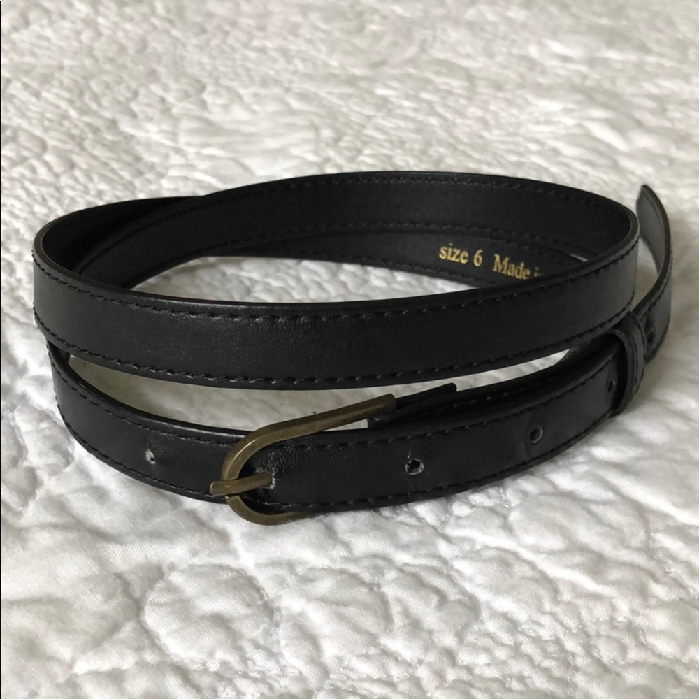 Ann Taylor LOFT black/brass vegan leather belt